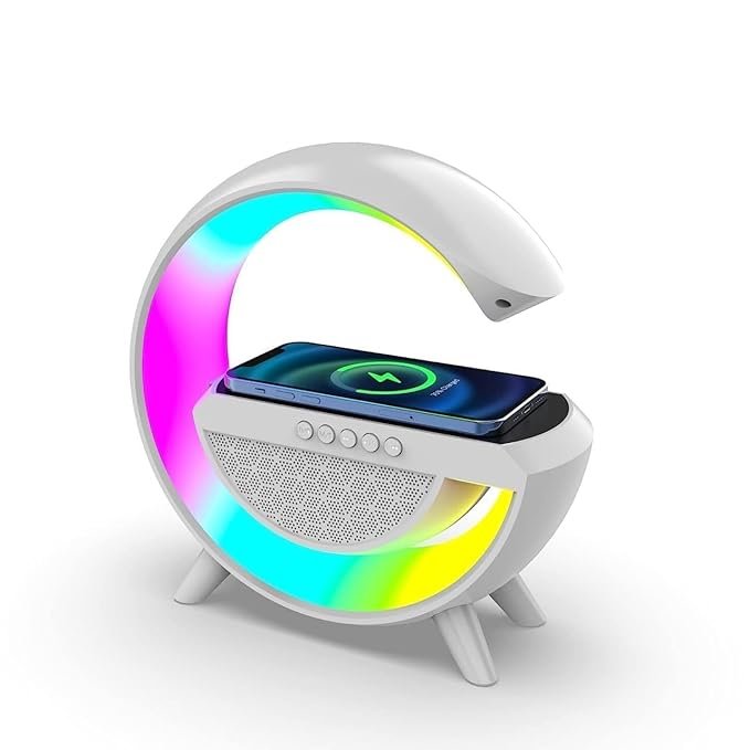 You are currently viewing 3-in-1 Night Light Bluetooth Speaker with 15W Wireless Charger & LED Desk Lamp – G-Shape Design