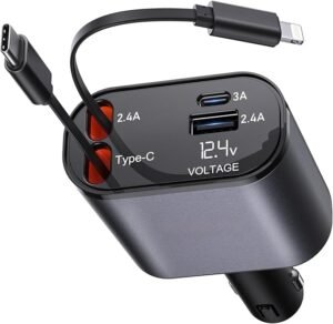 Read more about the article Super Fast 120W Retractable Car Phone Charger | Dual USB Ports & 31.5-Inch Cables