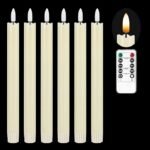 Flameless Ivory Taper Candles, Flickering Battery Operated, 3D Wick Warm Light Electric Candles