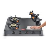 Top 4-Burner Gas Stove with Liftable Brass Burners for Effortless Cleaning