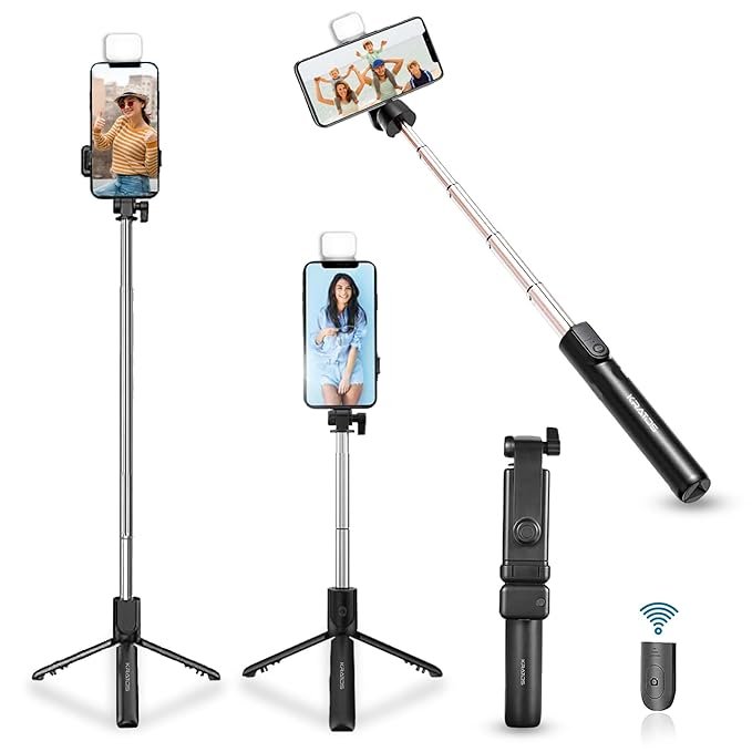 Read more about the article 3-in-1 Selfie Stick with Tripod & LED Light – Perfect for Makeup, Vlogging & Photos