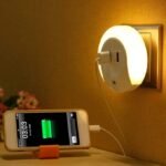 Sensor-Activated LED Night Light with Dual USB Charger & Power Socket