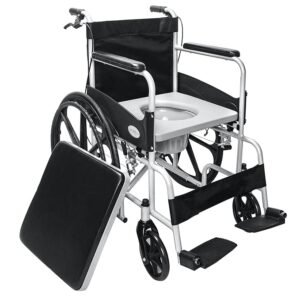 Read more about the article Foldable Premium Mag wheel Commode Wheelchair with Attendant Brake